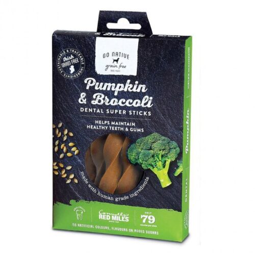 Go Native Dog Dental Super Sticks Pumpkin and Broccoli (6 Sticks)