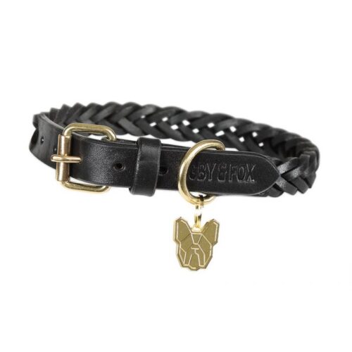 Digby and Fox Plaited Black Dog Collar