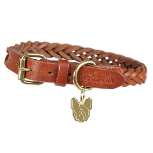 Digby and Fox Plaited Tan Dog Collar