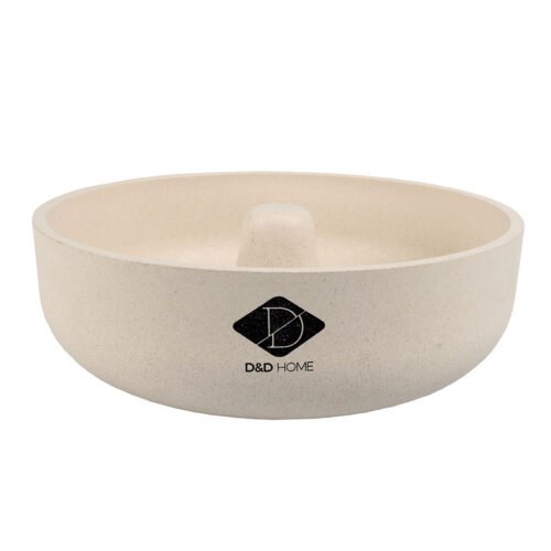 D&D Home Lore Gobble Stop Bamboo Dog Bowl Warm Grey