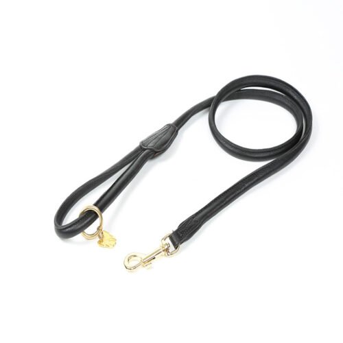Digby and Fox Rolled leather Dog Lead Black